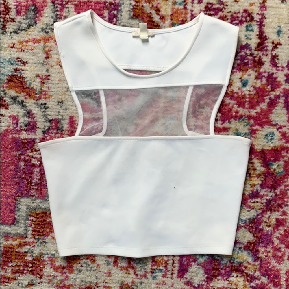 White mesh crop top